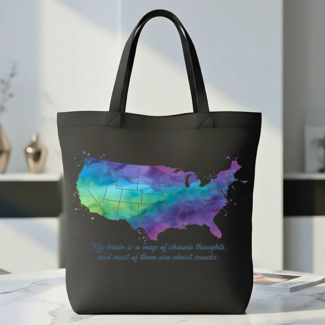 Funny United States Map Tote Bag with State Jokes