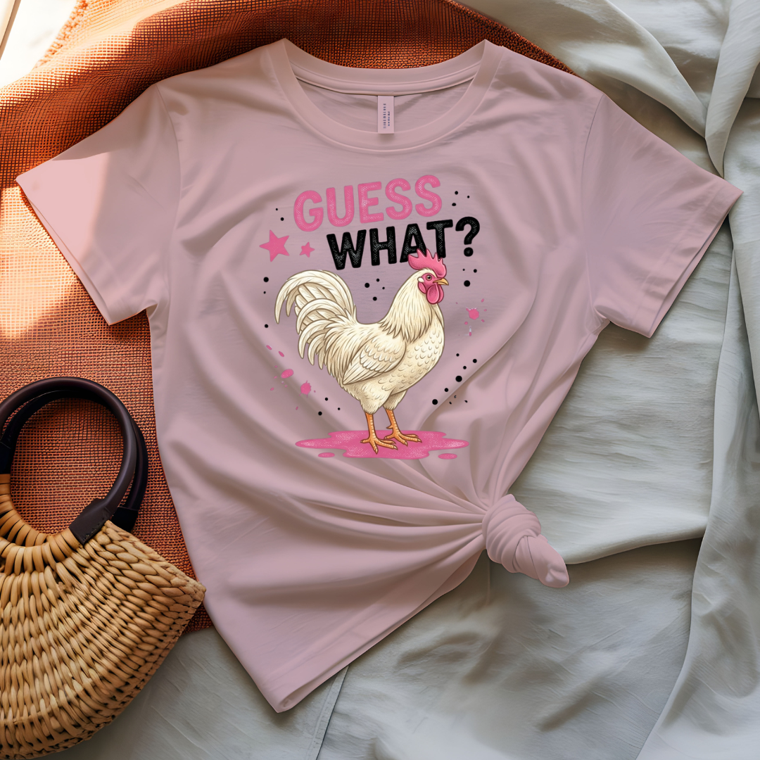 Guess What Tee with classic Chicken Butt joke and chicken graphic