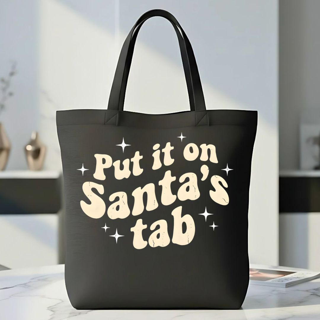 Put It On Santa's Tab Funny Christmas Shopping Tote Bag