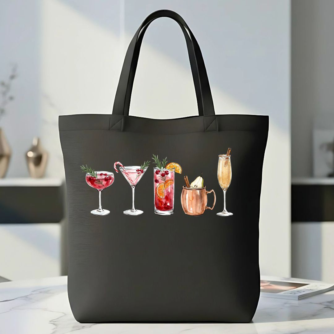 Christmas Drinks Festive Holiday Cocktail Illustration Tote Bag