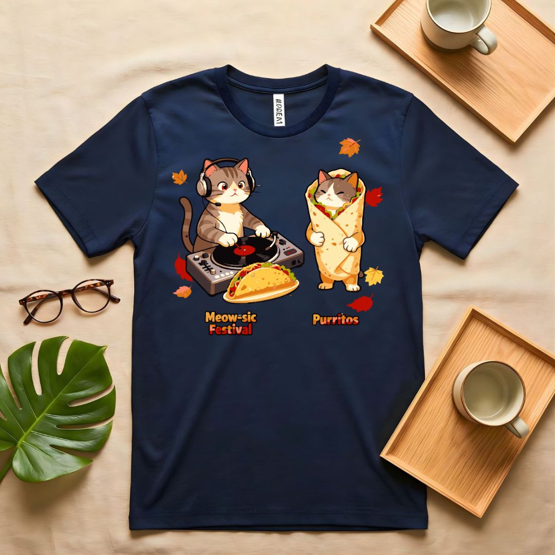 Meow-Sic Festival Vintage Cat Band Graphic T-Shirt