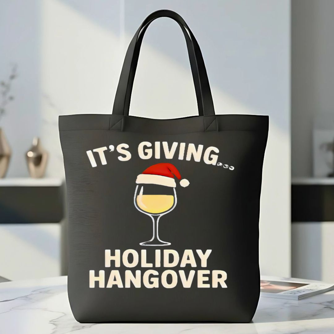Holiday Hangover Tote Bag with Funny Post-Christmas Design