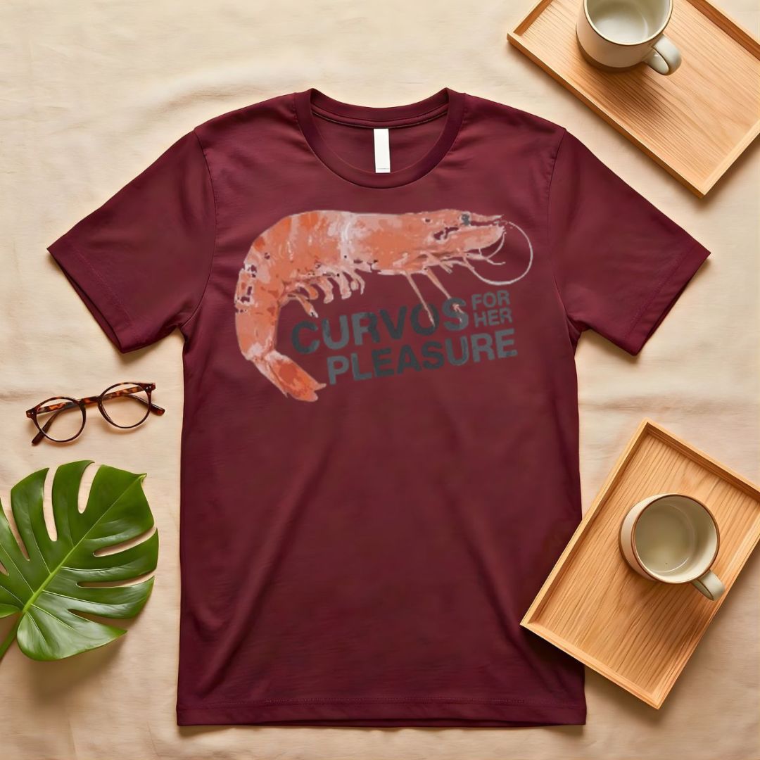 Prawn Lovers Vintage Seafood Graphic T-Shirt on Model