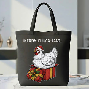 "Merry Cluck-Mas" Funny Chicken Holiday Tote Bag