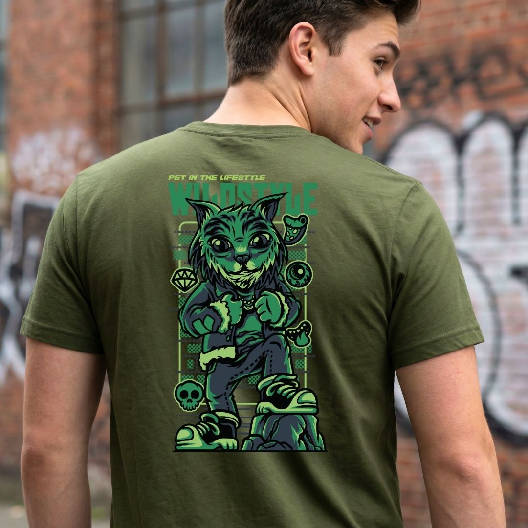 Wild Style Streetwear Tee with Graffiti Graphic - Front View