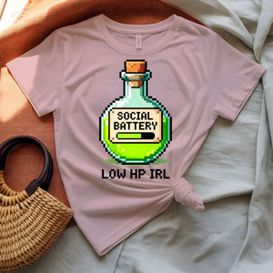 Social Battery Minimalist Text Graphic T-Shirt