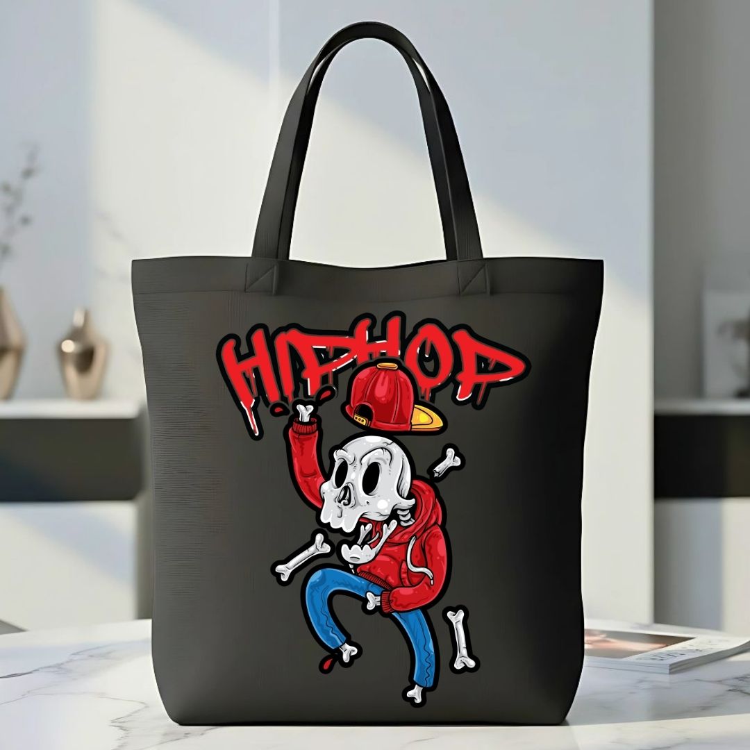 Hip Hop Graphic Tote Bag - Music Culture Canvas Shopper