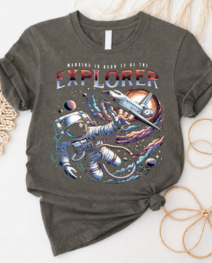 Explorer Space Lover's Tee with astronaut and galaxy graphic