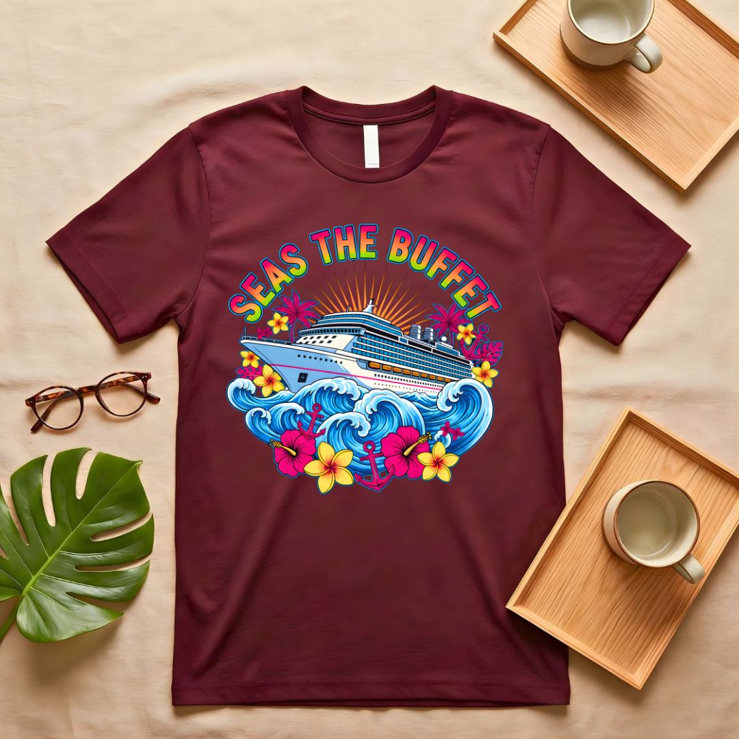 Seas The Buffet Cruise Ship Food Pun T-Shirt