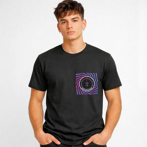 The Dark Path Streetwear Tee with lone figure walking into shadow on model