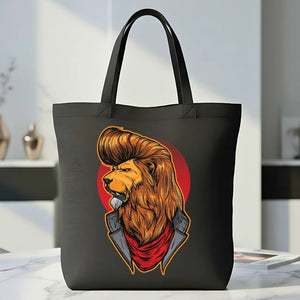 Dashing Lion Graphic Cotton Canvas Tote Bag
