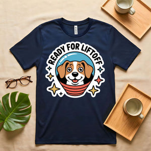 Ready For Liftoff Vintage Rocket Graphic T-Shirt on Model