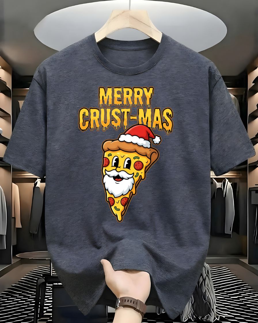 "Merry Crustmas" Pizza Holiday Pun Funny T-Shirt