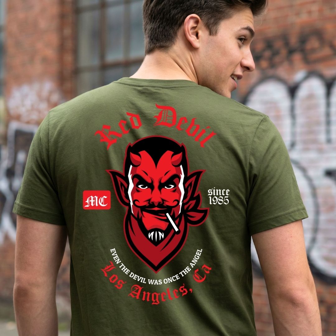 Red Devil Streetwear Tee with Striking Neo-Traditional Graphic