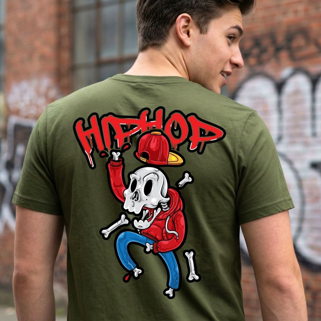 Hip Hop Skull Streetwear Tee with Crown &amp; Chains Graphic