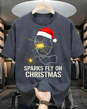"Sparky's First Christmas" Funny Anxious Dog Holiday T-Shirt