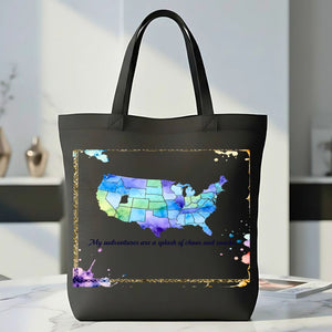 Classic United States Map Tote Bag - Natural Canvas