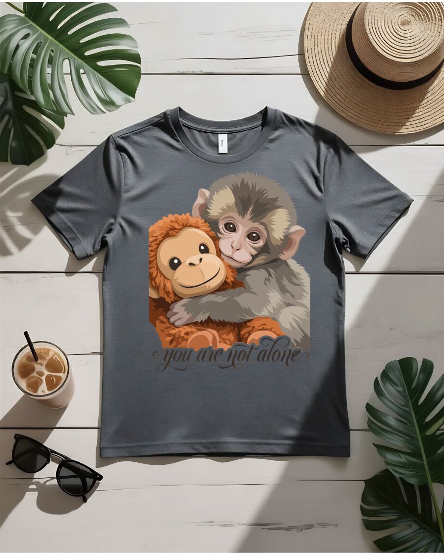 Cute monkey tee banana holding primate graphic big ears
