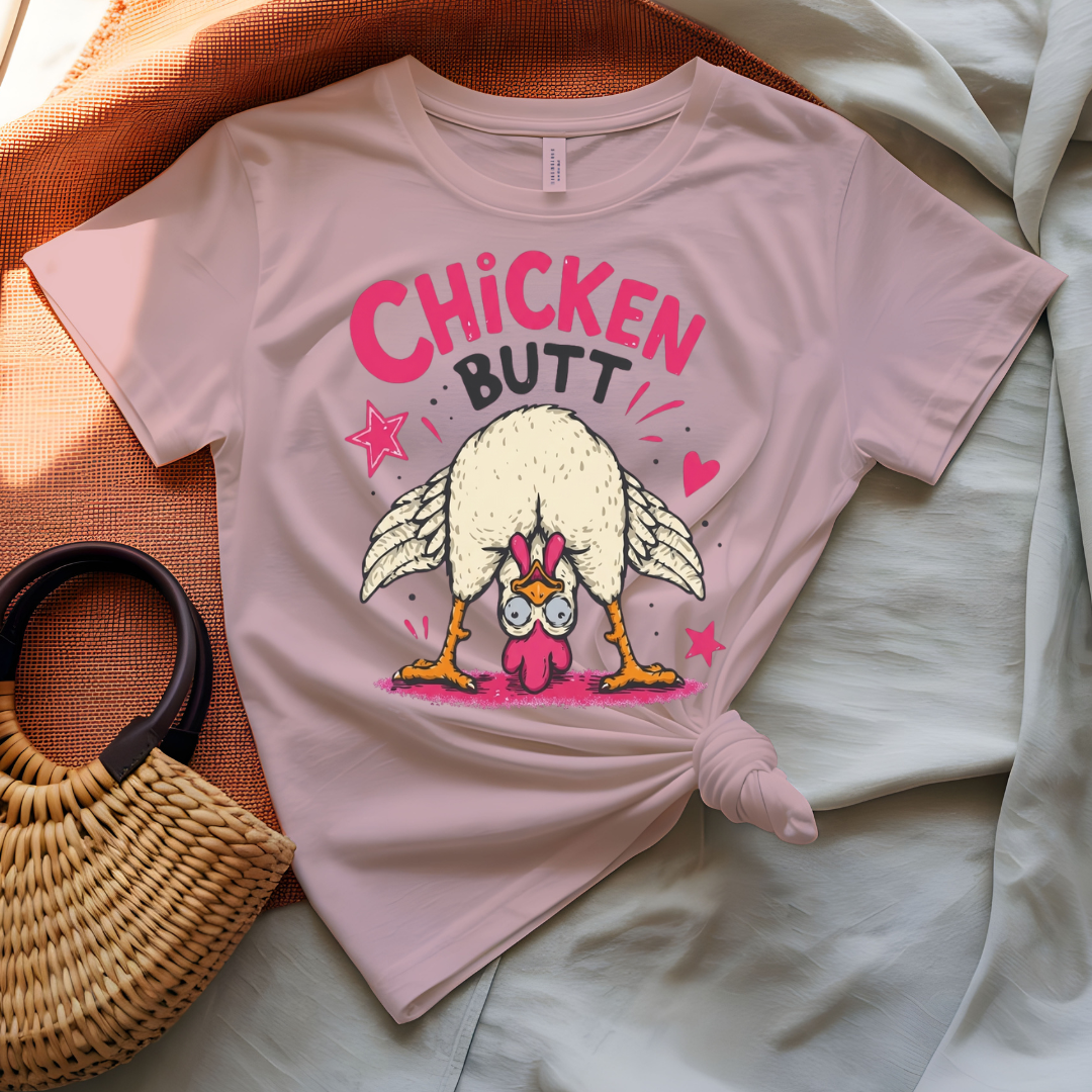 Chicken Butt Tee with "Guess What?" joke and chicken graphic