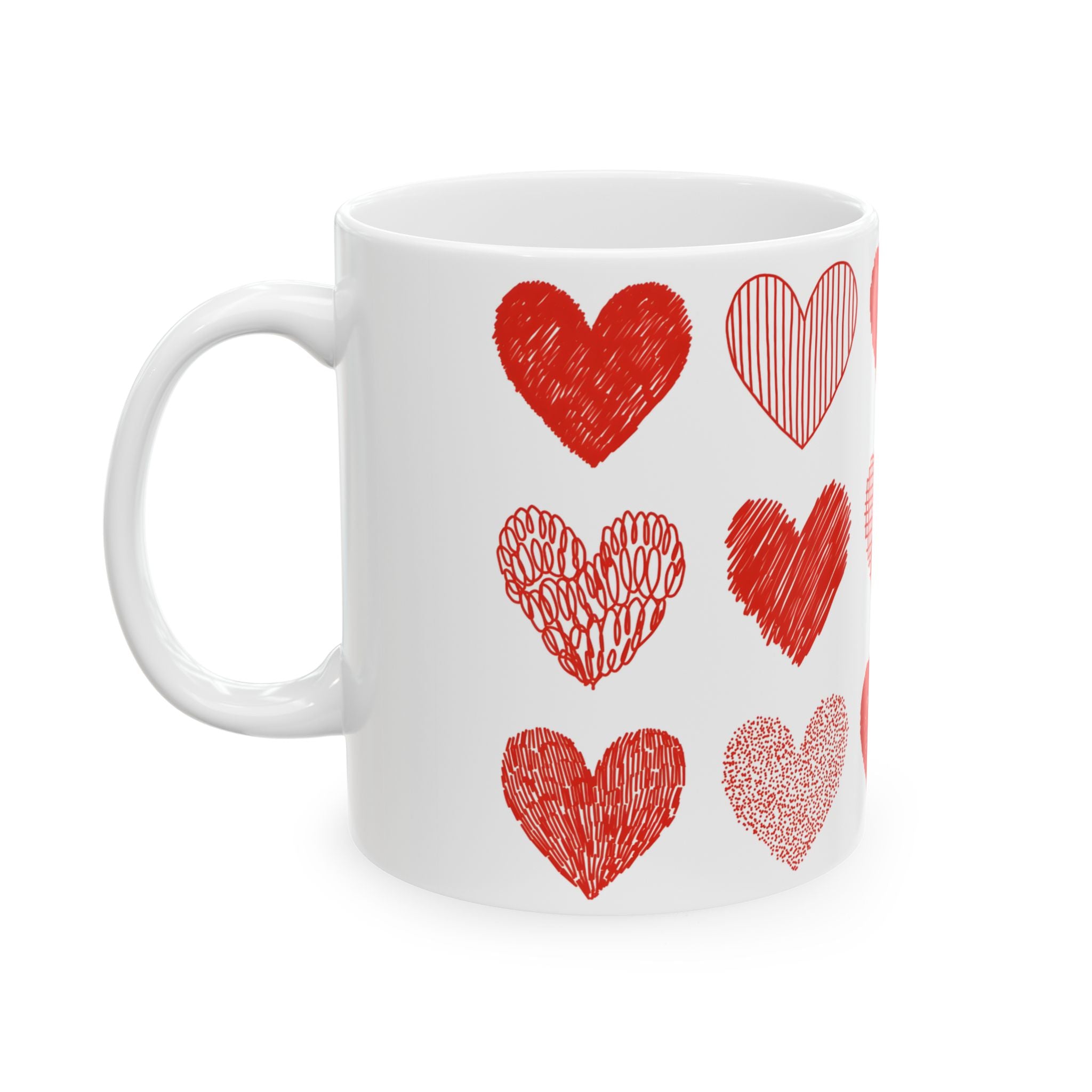 Valentine Hearts Ceramic Mug — 'Hearts of Valentine' 11oz & 15oz