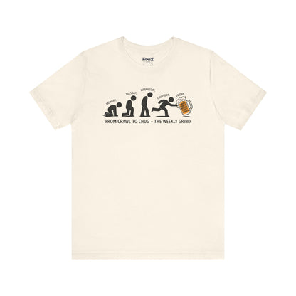 Funny Meme Unisex Tee - Crawl To Chug Design Beer Funny Meme Stee