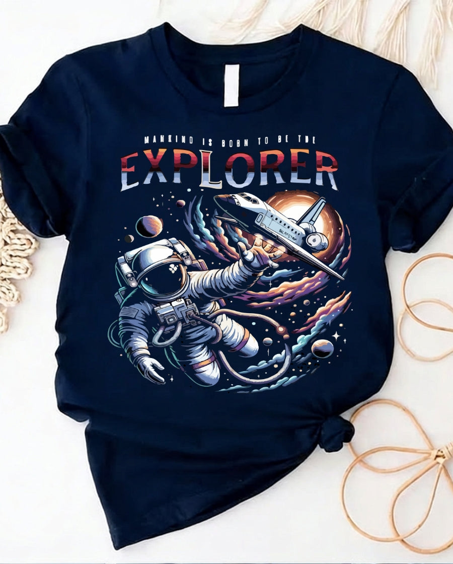 Explorer Space Lover's Tee with astronaut and galaxy graphic