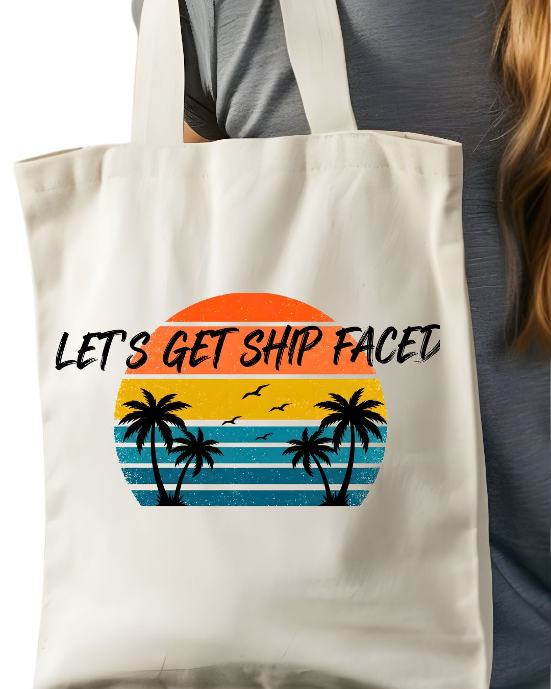 Let's Get Ship Faced Nautical Drinking Pun Tote Bag