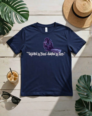 Rejected by blood adopted by love tee interlocking hearts design
