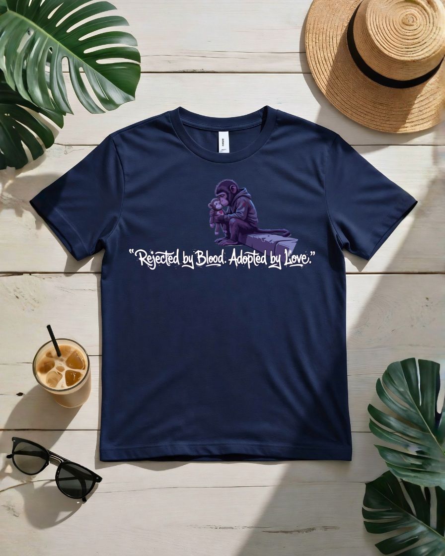 Rejected by blood adopted by love tee interlocking hearts design