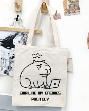 "Emailing My Enemies" Funny Animal Meme &amp; Office Humor Tote Bag
