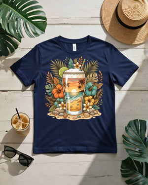 Golden hour cocktail tee sunset drink orange slice graphic