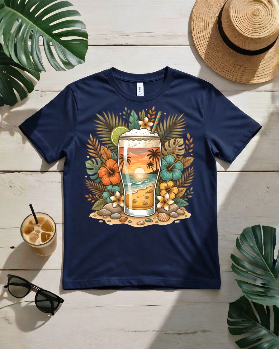 Golden hour cocktail tee sunset drink orange slice graphic