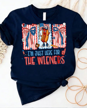 I Am Just Here For Winners 4th of July Tee with star-spangled text