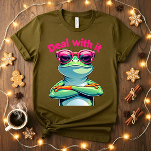 Smug "Deal With It" Meme Frog Funny T-Shirt