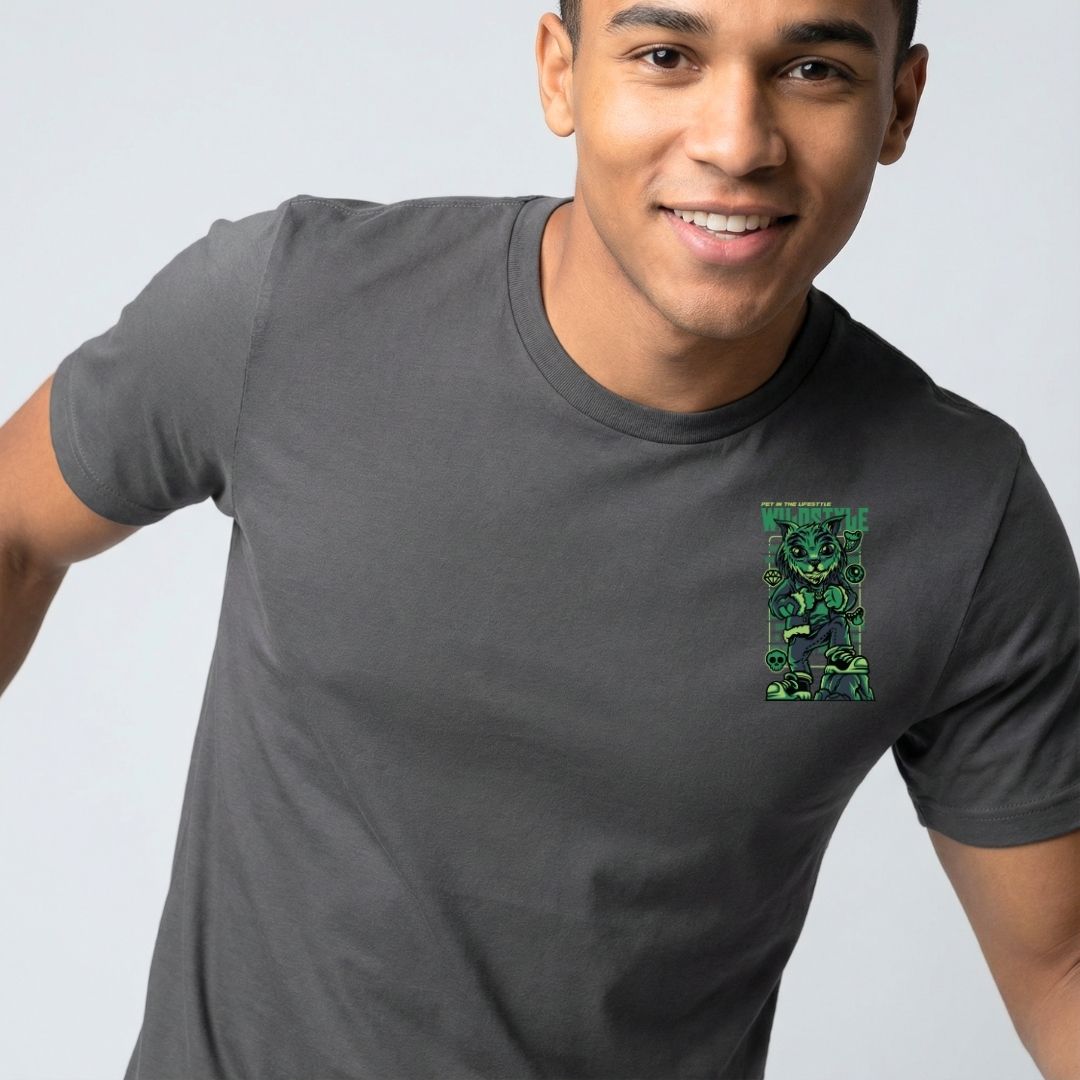 Wild Style Streetwear Tee with Graffiti Graphic - Front View