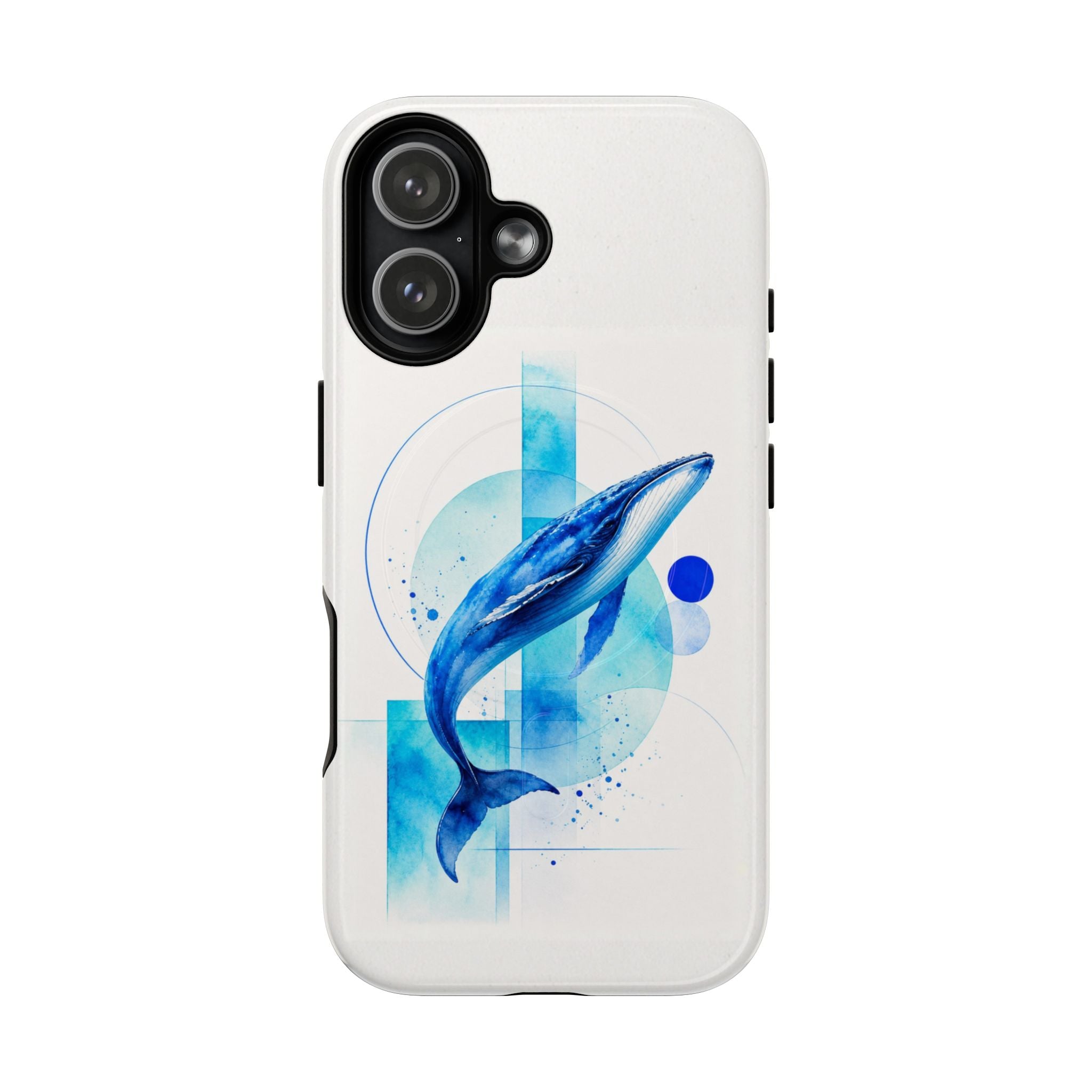 Whale Wave Tough Magnetic Phone Case – Blue Watercolor Cetacean Design