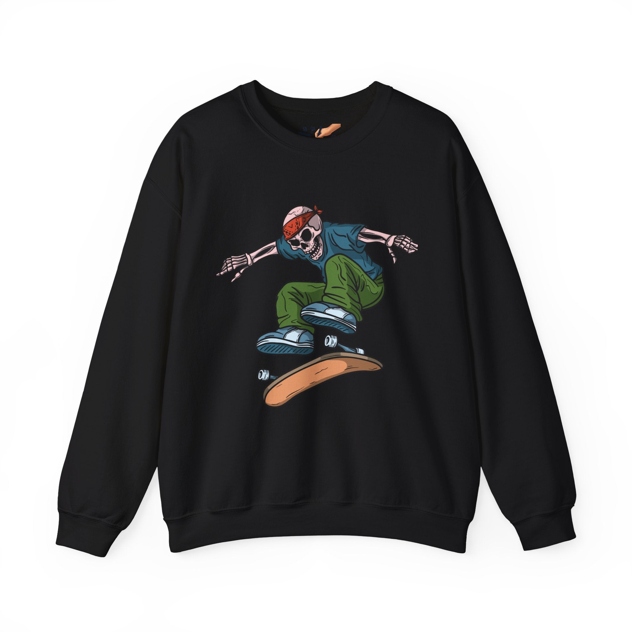 Skull Skater Streetwear Sweatshirt | Edgy Skate Hooded Crewneck for Men & Women