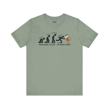 Funny Meme Unisex Tee - Crawl To Chug Design Beer Funny Meme Stee