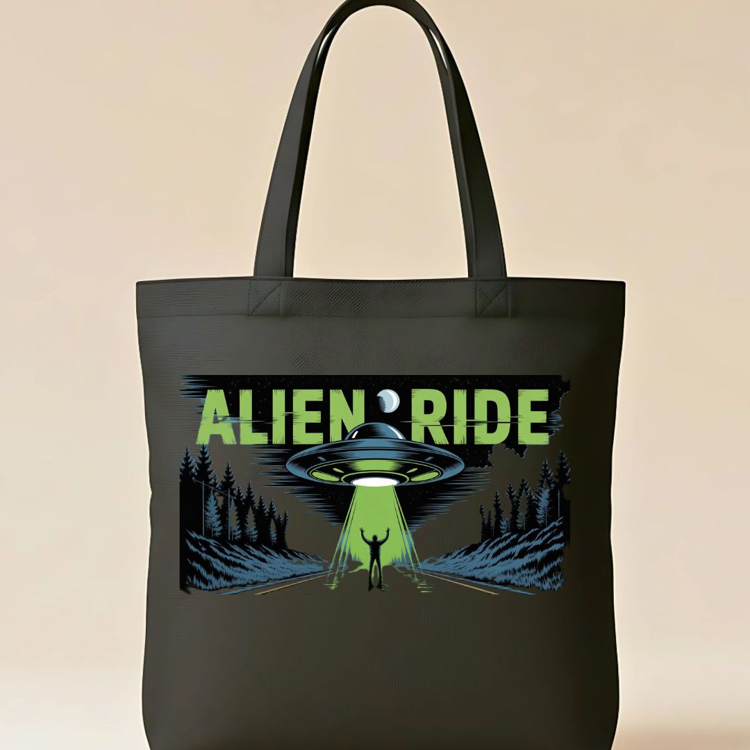 Alien Ride UFO Abduction Meme Tote Bag