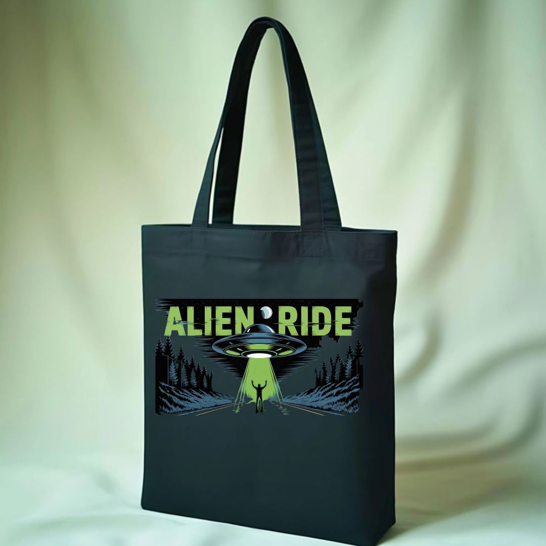 Alien Ride UFO Abduction Meme Tote Bag