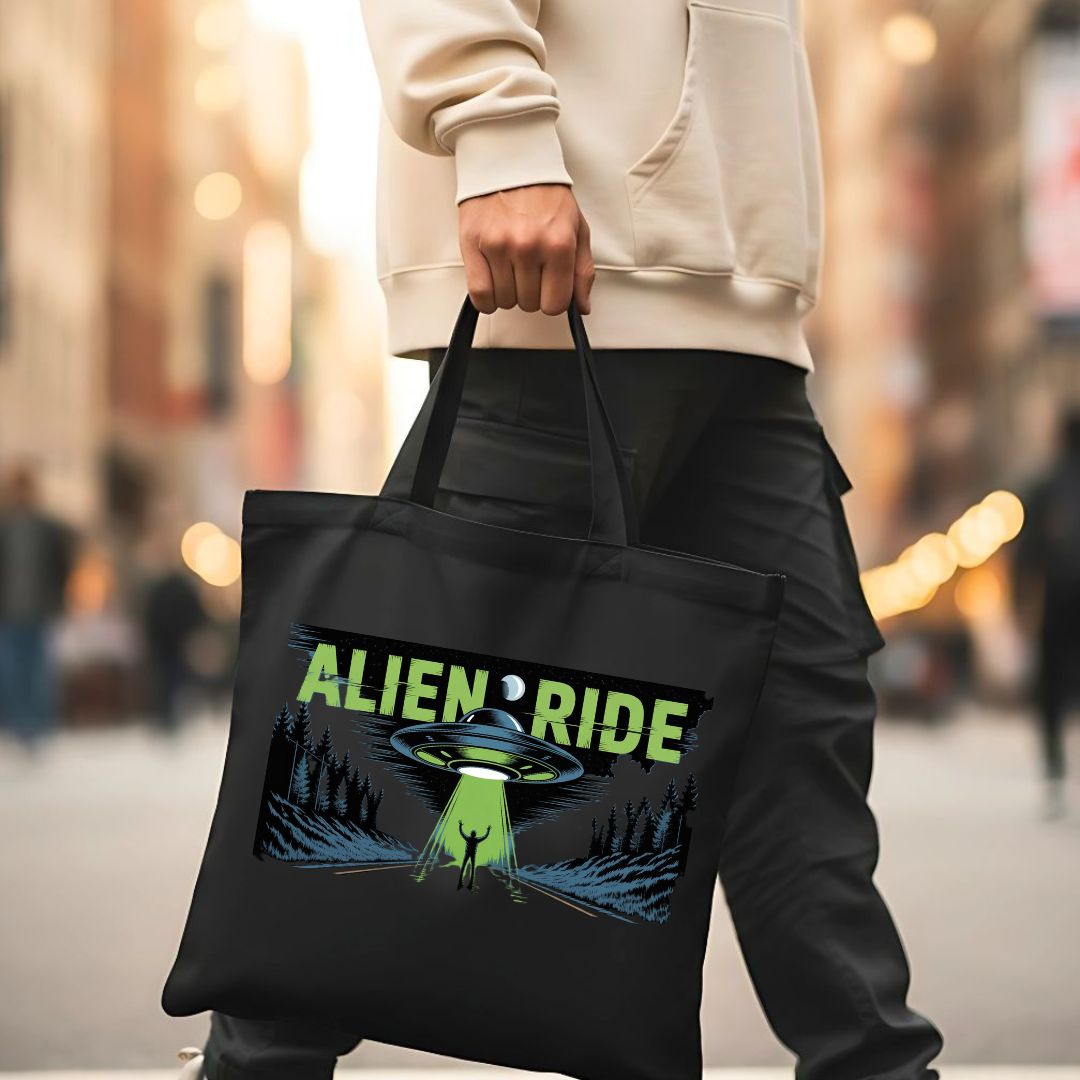 Alien Ride UFO Abduction Meme Tote Bag