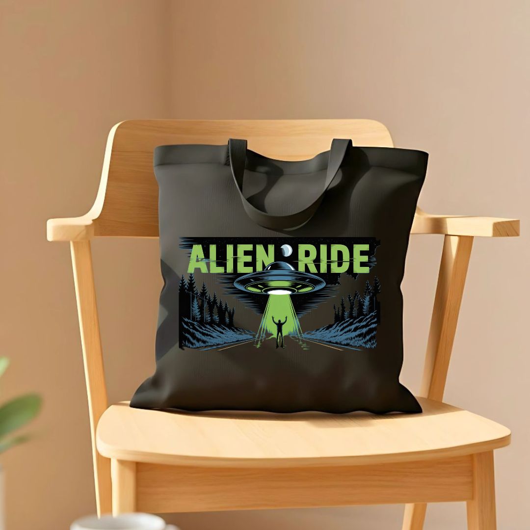 Alien Ride UFO Abduction Meme Tote Bag