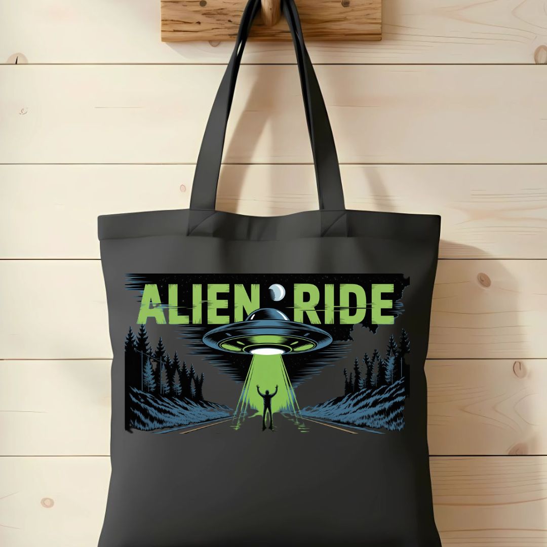 Alien Ride UFO Abduction Meme Tote Bag