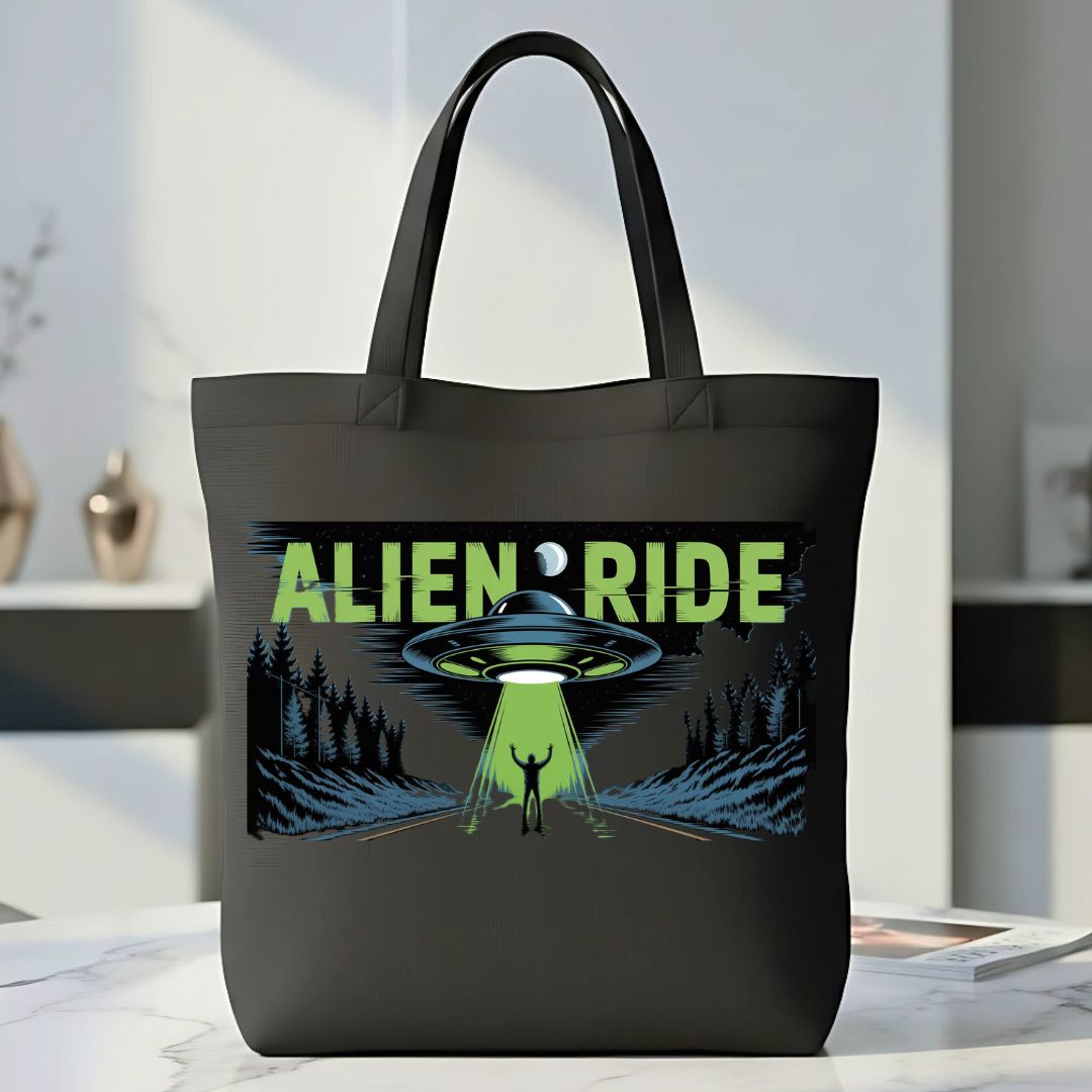 Alien Ride UFO Abduction Meme Tote Bag