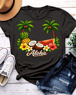 Aloha summer tee hibiscus flower tropical design