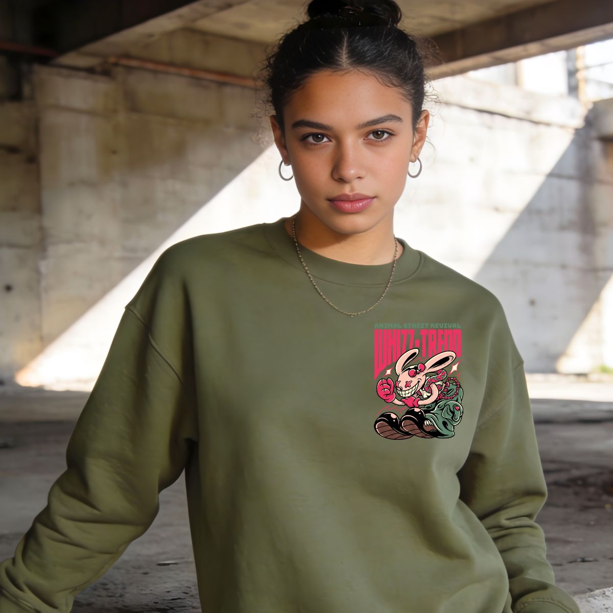 Animal Street Revival crewneck sweatshirt front view