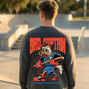 Bad Captain pirate-inspired streetwear crewneck sweatshirt by Memez Store