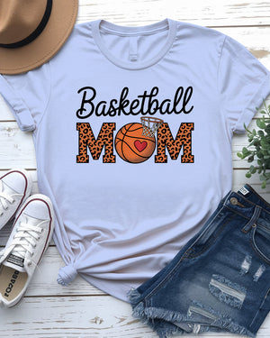 Basketball mom wearing game-day tee