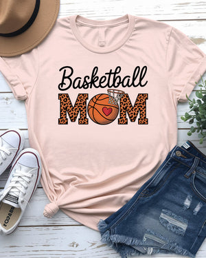 Basketball mom wearing game-day tee