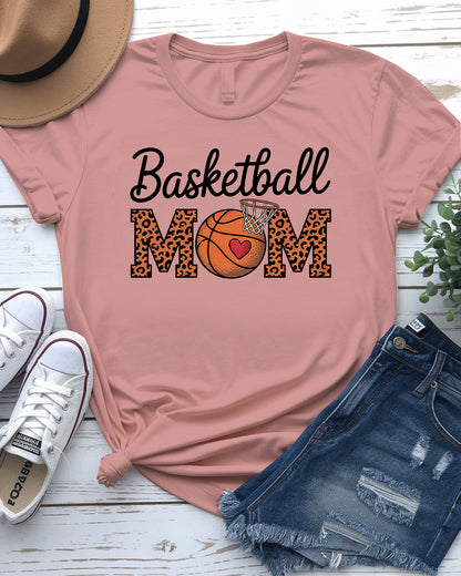 Basketball mom wearing game-day tee